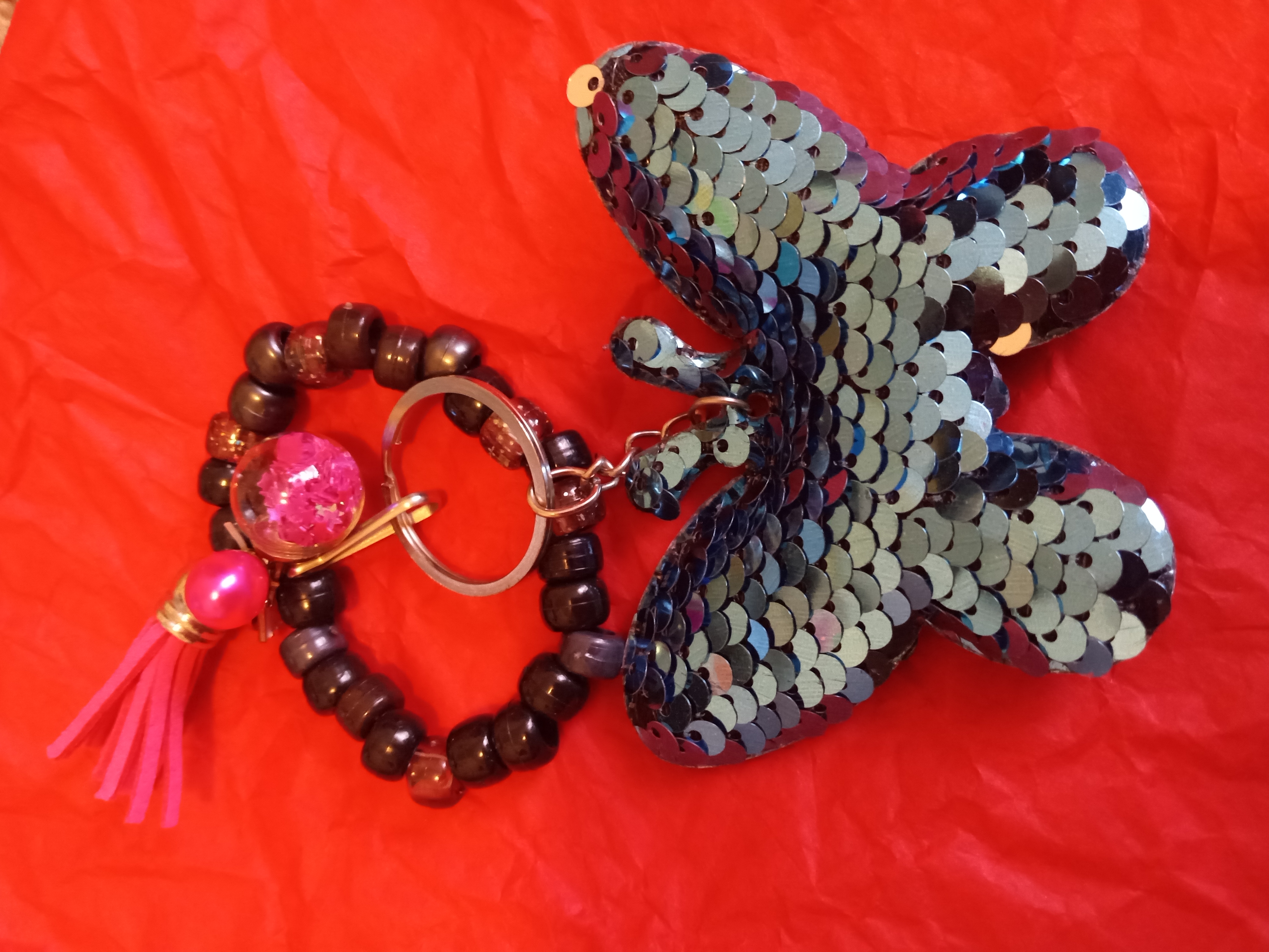 Plush Sequin Keychains