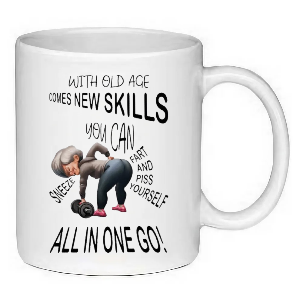 Custom Printed Funny Old Age Skills 11oz Ceramic Coffee Mug/Tea Cup