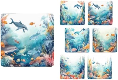 Set of 6 Ocean Square MDF Coaster - Set-19