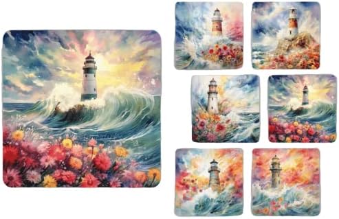 Set of 6 Lighthouse Square MDF Coaster - Set-17