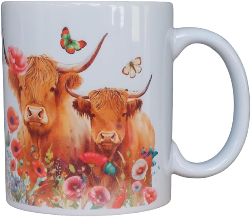 Custom Printed Highland Cattle 11oz Ceramic Coffee Mug/Tea Cup Mug100