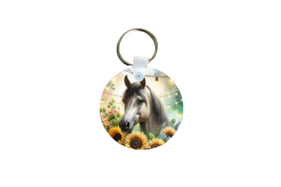 MDF Round Horse Keyring