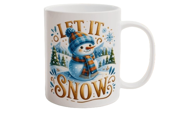 Custom Printed Let It Snow 11oz Ceramic Coffee Mug/Tea Cup