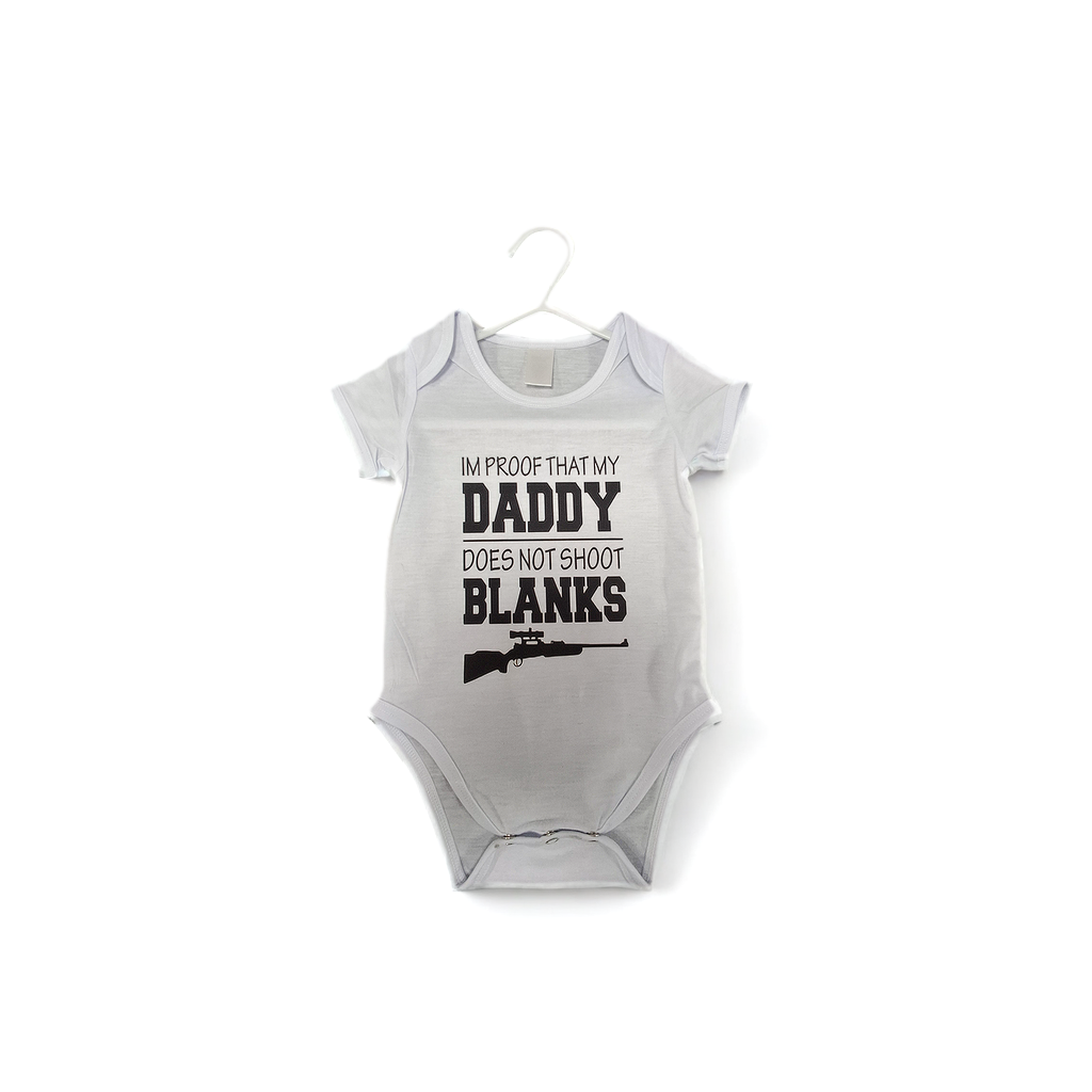 White Babygro Daddy Blanks available in 4 sizes