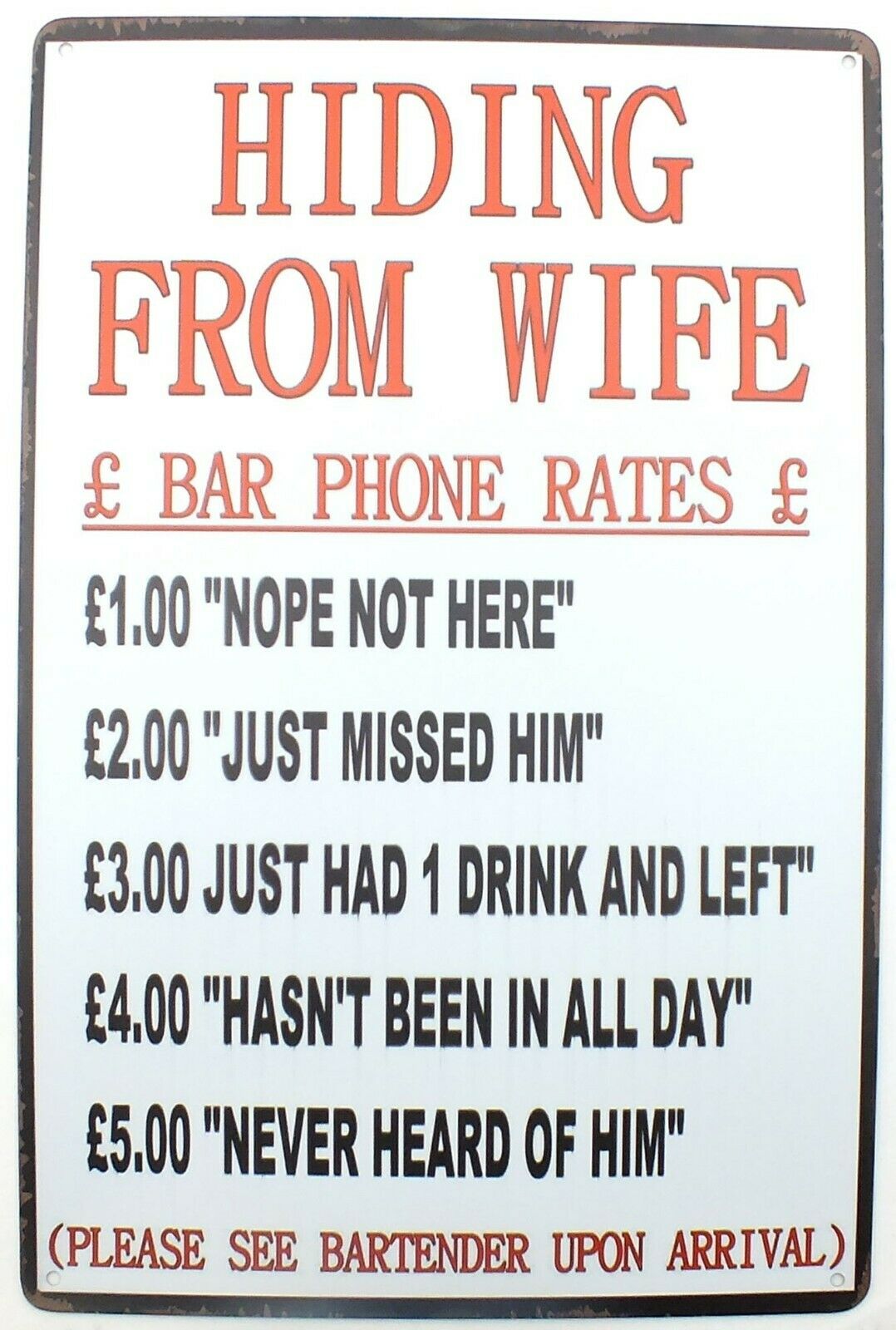 Vintage Style Retro Metal Plaque Wall Sign -