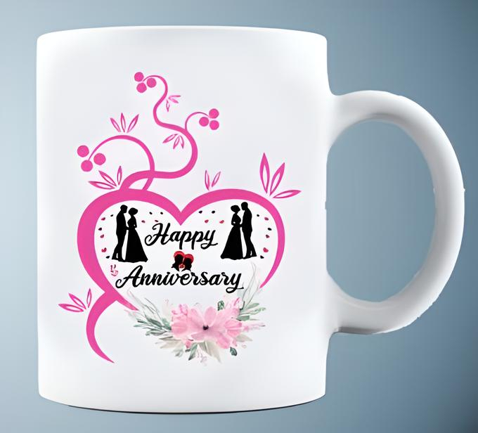 Custom Printed Happy Anniversary 11oz Ceramic Coffee Mug/Tea Cup