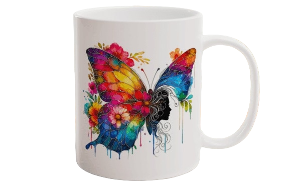 Custom Printed Woman Butterfly 11oz Ceramic Coffee Mug/Tea Cup