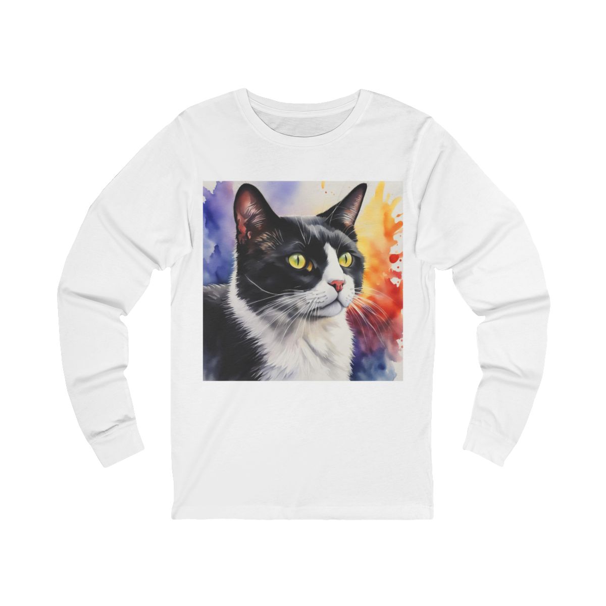 Black And White Tuxedo Cat Watercolor Long Sleeve T-Shirt Black And White Tuxedo Cat Watercolor Long Sleeve T-Shirt