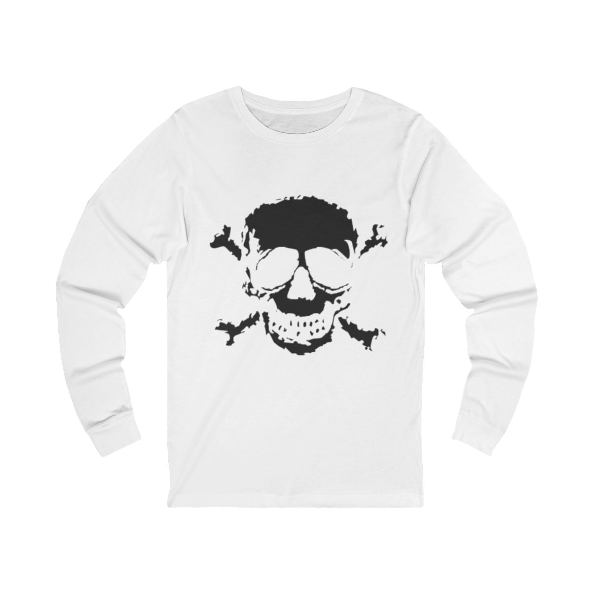 Black Skull and Cross Bones Distressed Long Sleeve T-Shirt Black Skull and Cross Bones Distressed Long Sleeve T-Shirt