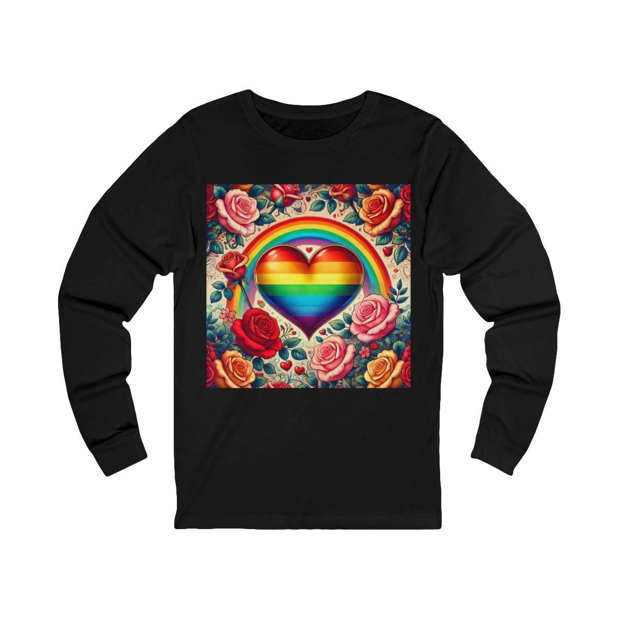 Rainbow Heart Of Hope And Colourful Roses Long Sleeve T-Shirt Rainbow Heart Of Hope And Colourful Roses Long Sleeve T-Shirt