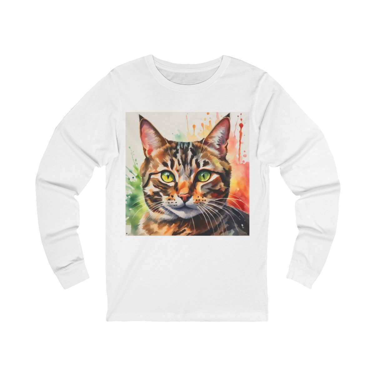 Tabby Cat Cute Watercolor Long Sleeve T-Shirt Tabby Cat Cute Watercolor Long Sleeve T-Shirt
