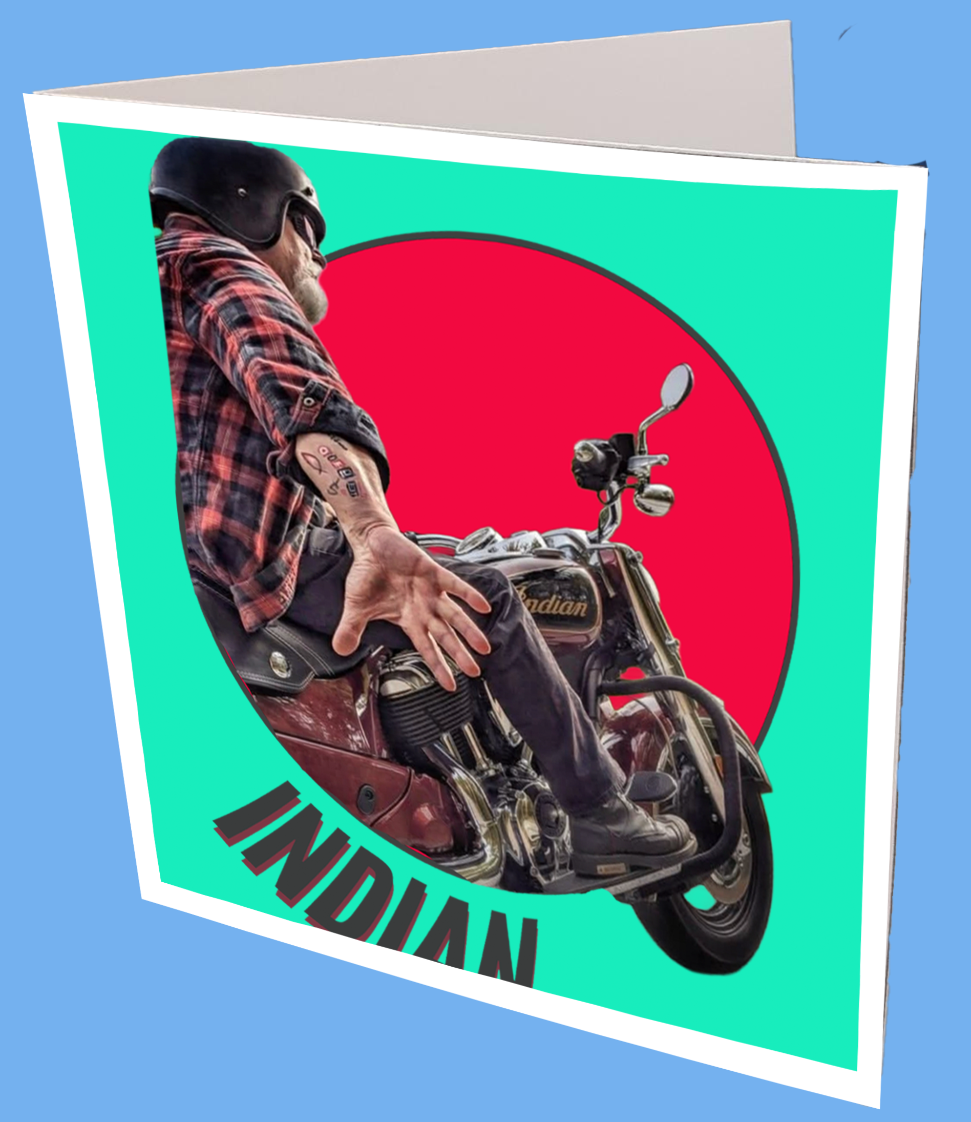 Indian Biker Red Sun Greeting Card