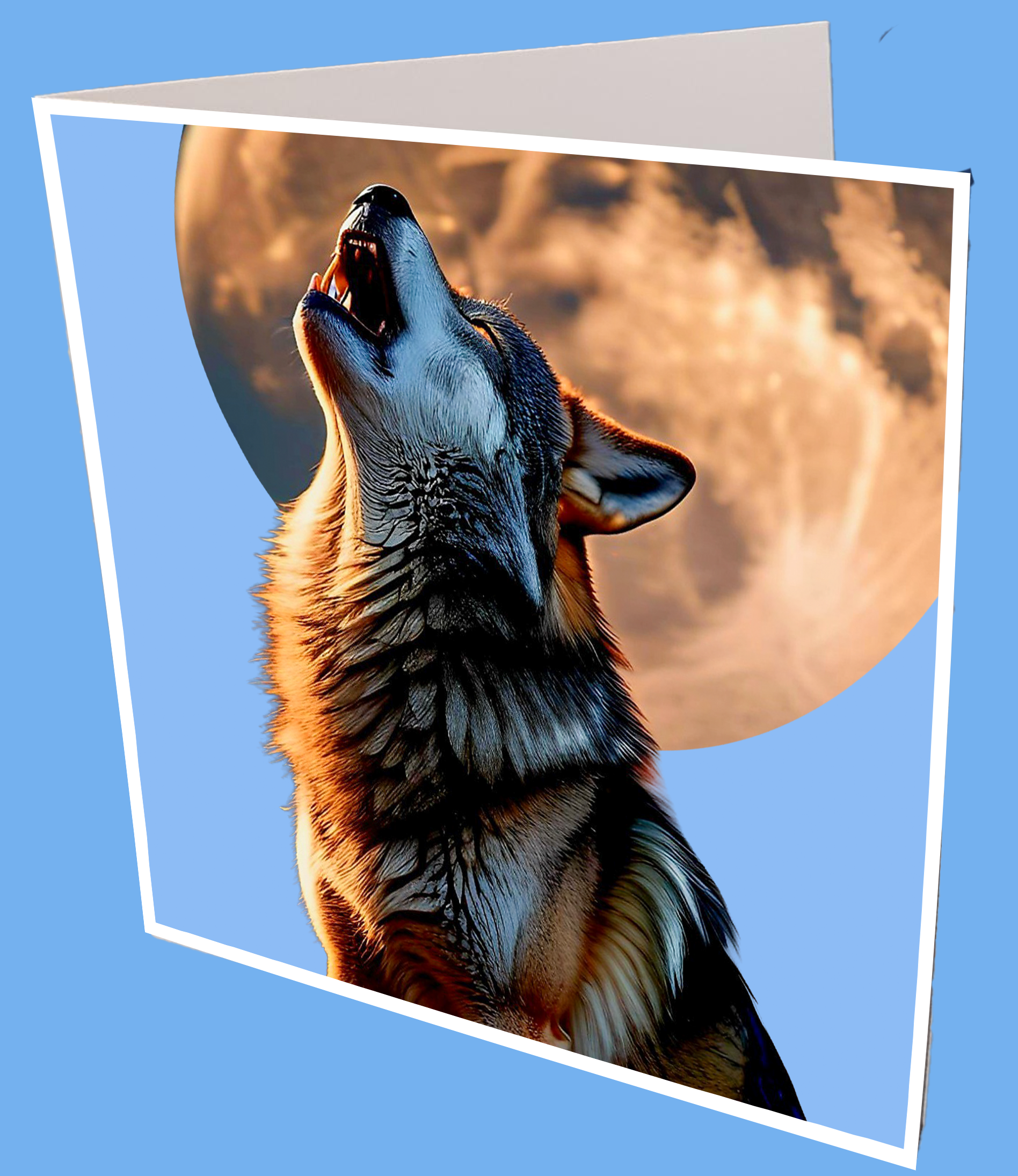Moon Wolf Greeting Card