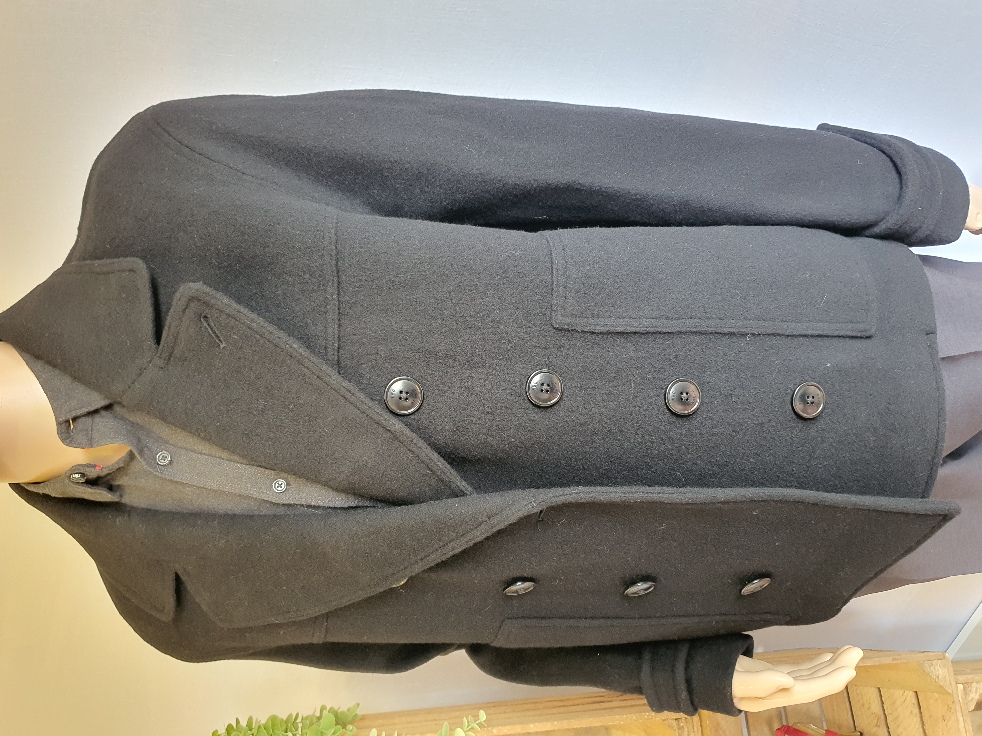 TED BAKER Atllas Black Wool Peacoat Size Ted 4