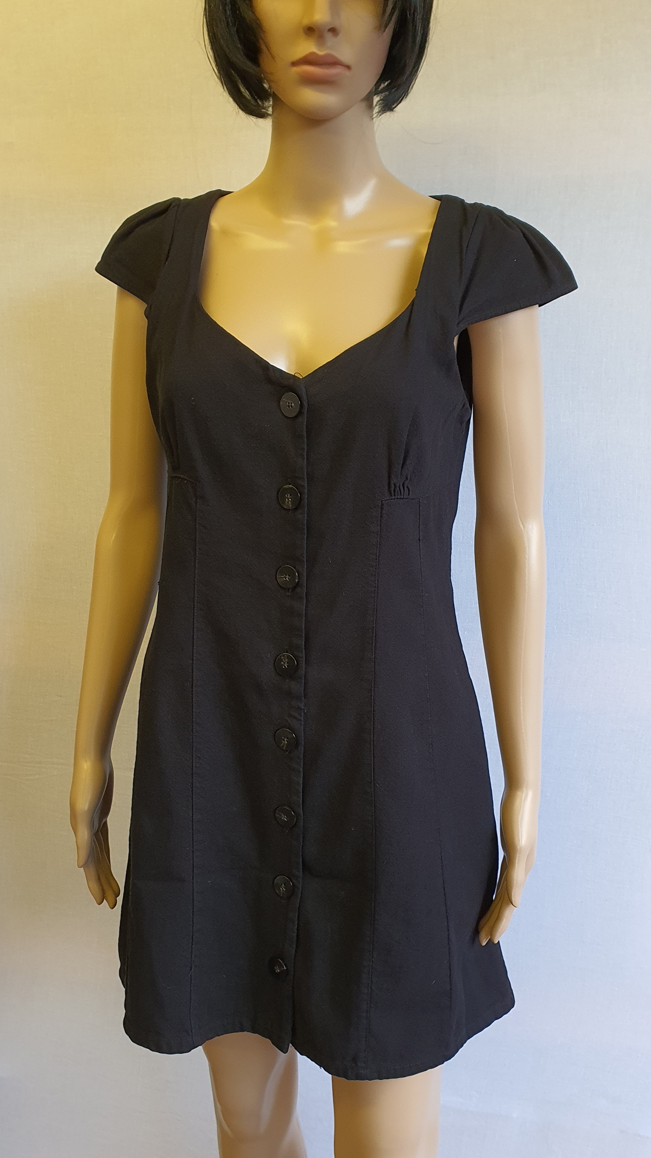 ZARA Black Buttoned Midi Dress Size L - New with Tag RRP £25.99