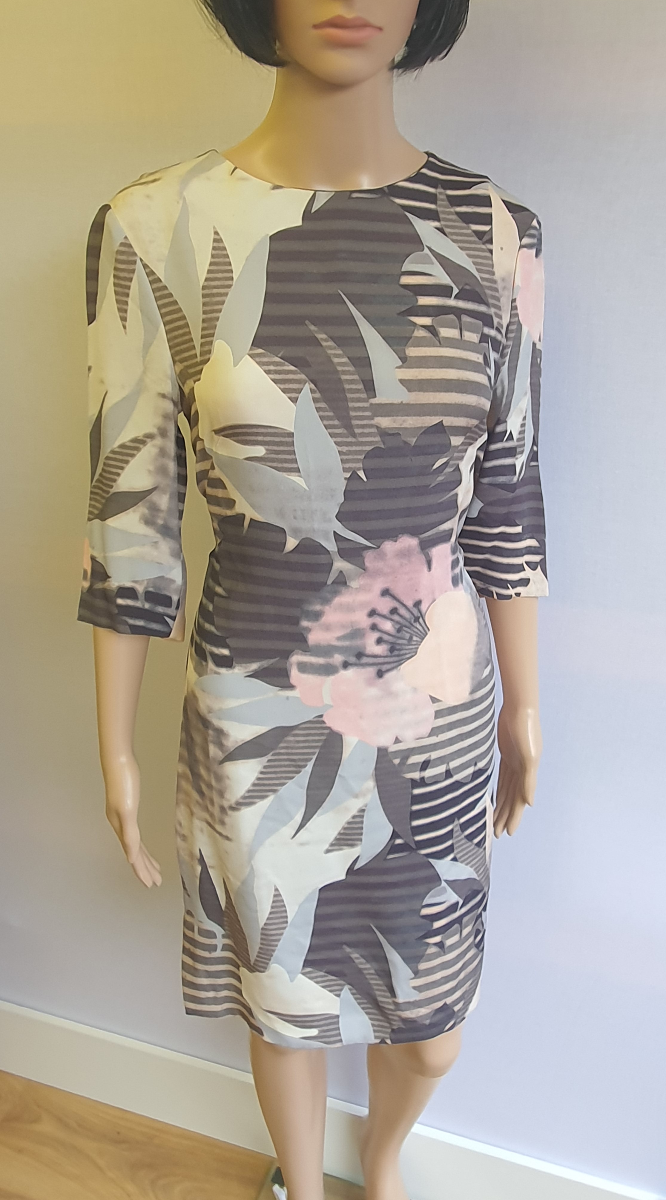 WHISTLES 100% Silk Multicoloured Floral Casual Dress Size UK 10
