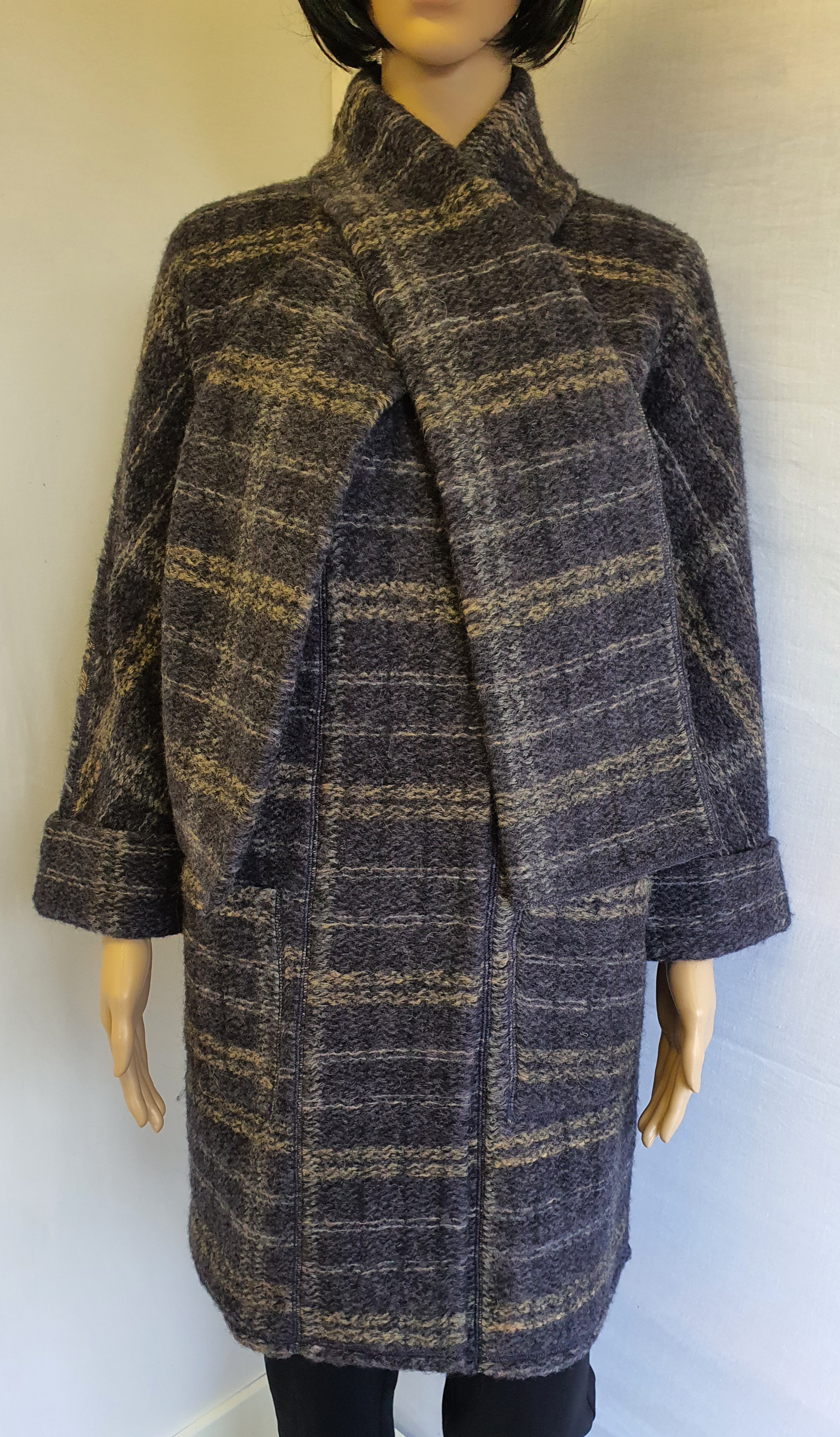 PAUL COSTELLOE Wool & Mohair Blend Jacket with Attached Scarf UK10
