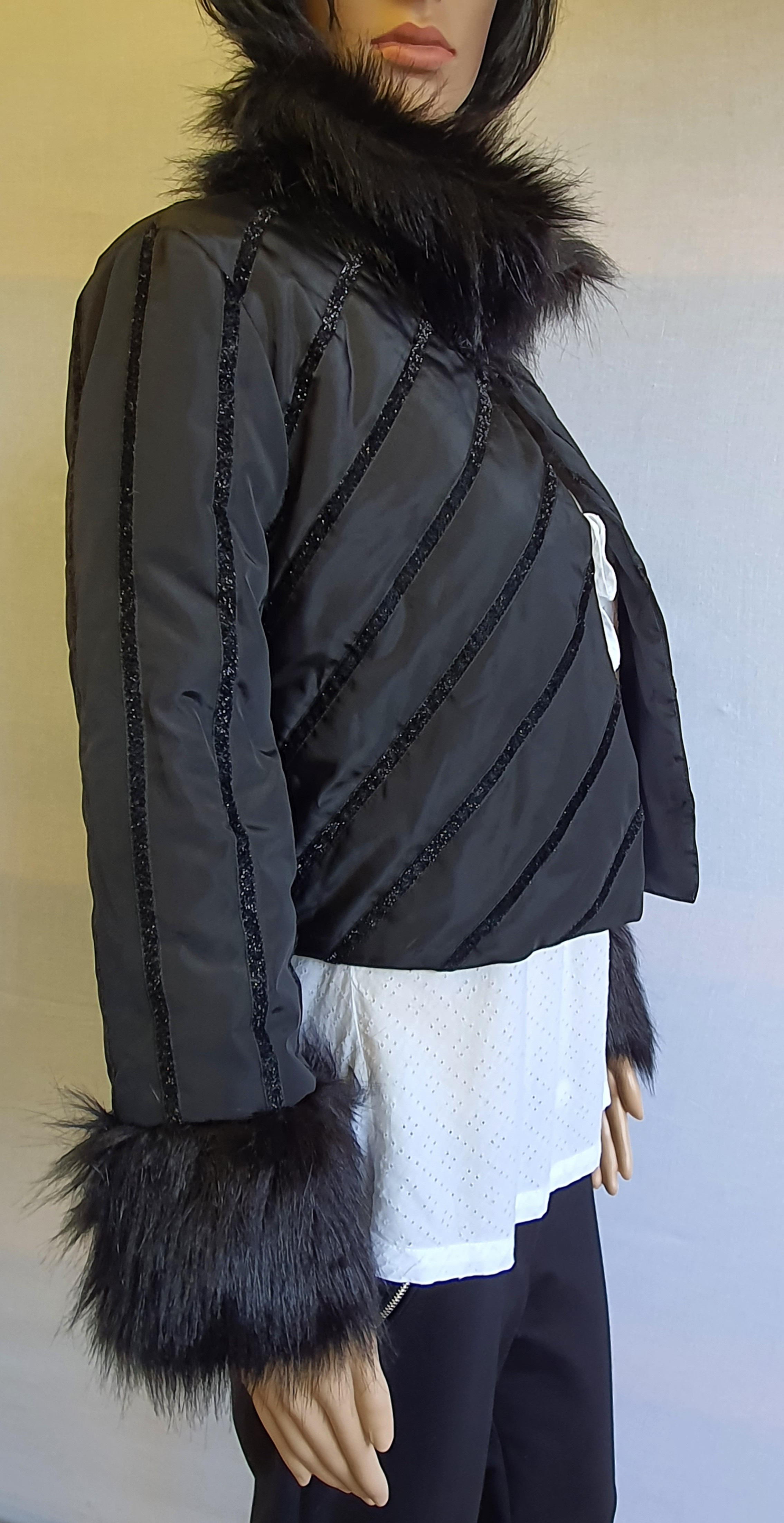 EXPLOSION Black Short Fur Effect Jacket Size UK12 - NEW