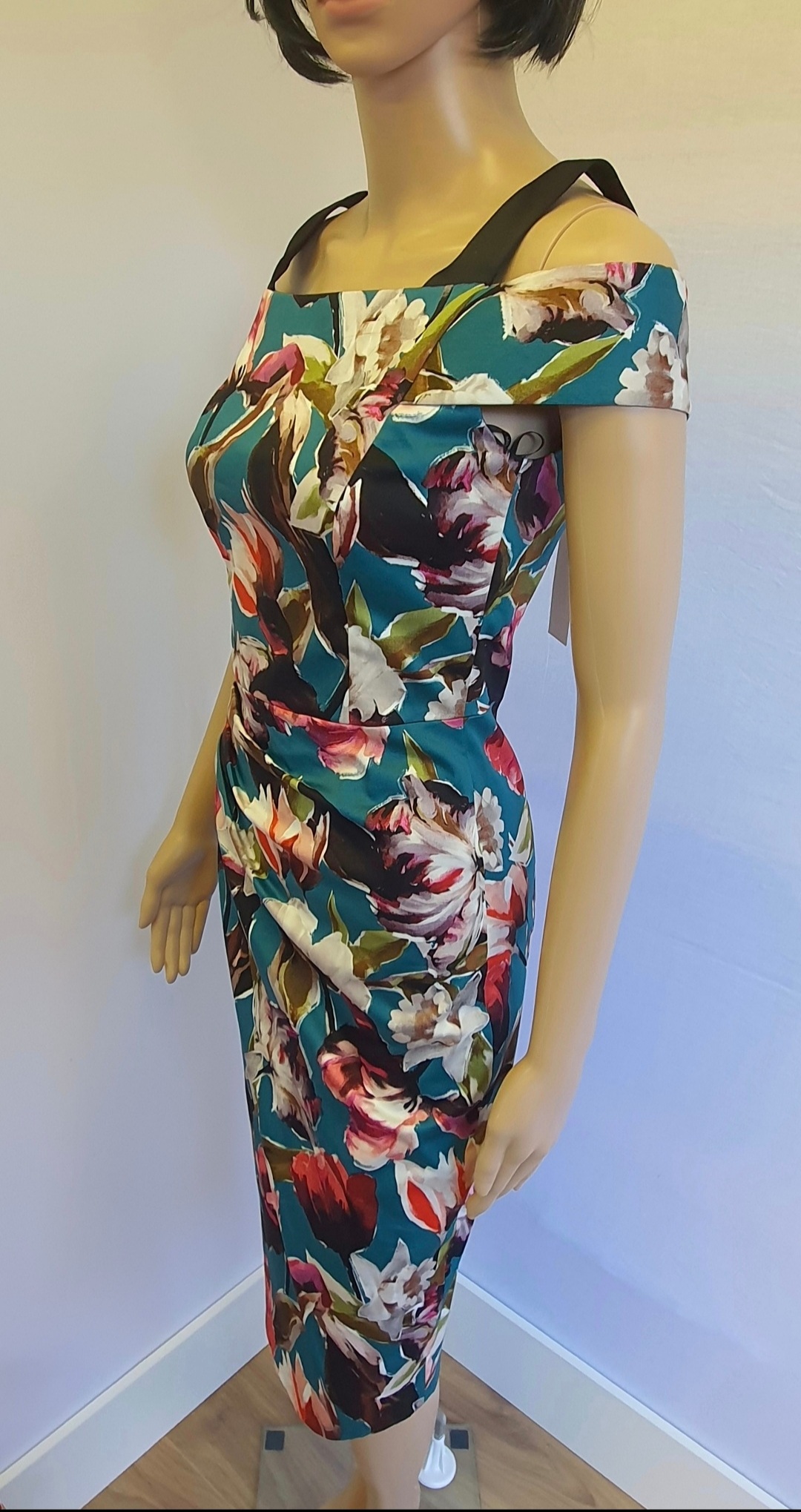 KAREN MILLEN Bardot Floral Pencil Dress BNWT Size UK6