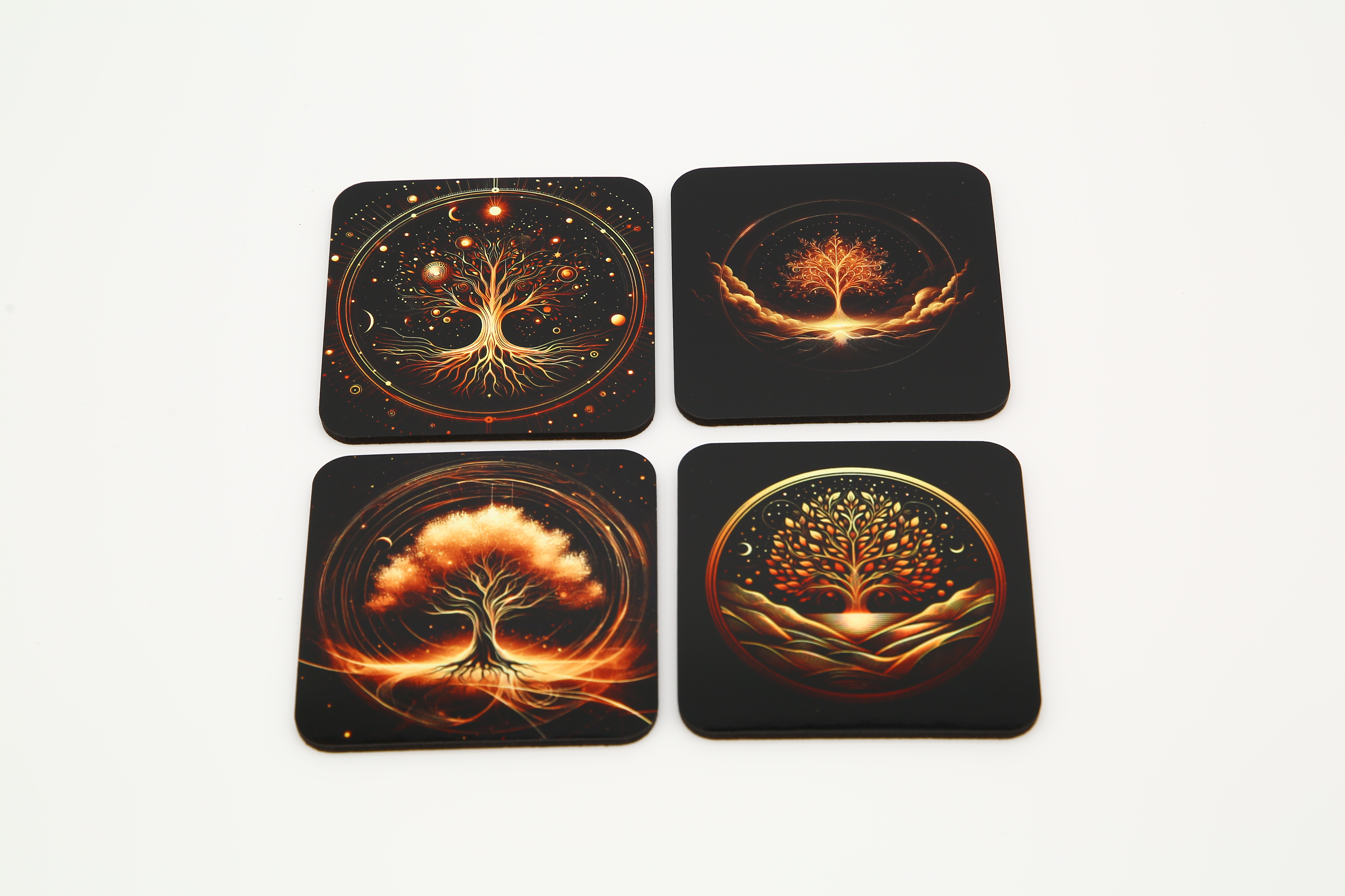 Mystical Golden Tree Coasters - Set of 4