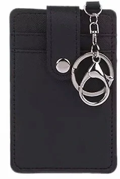 Slim ID Credit Card Holder Minimalist Wallet Case With Key Chain And Ring Clasp