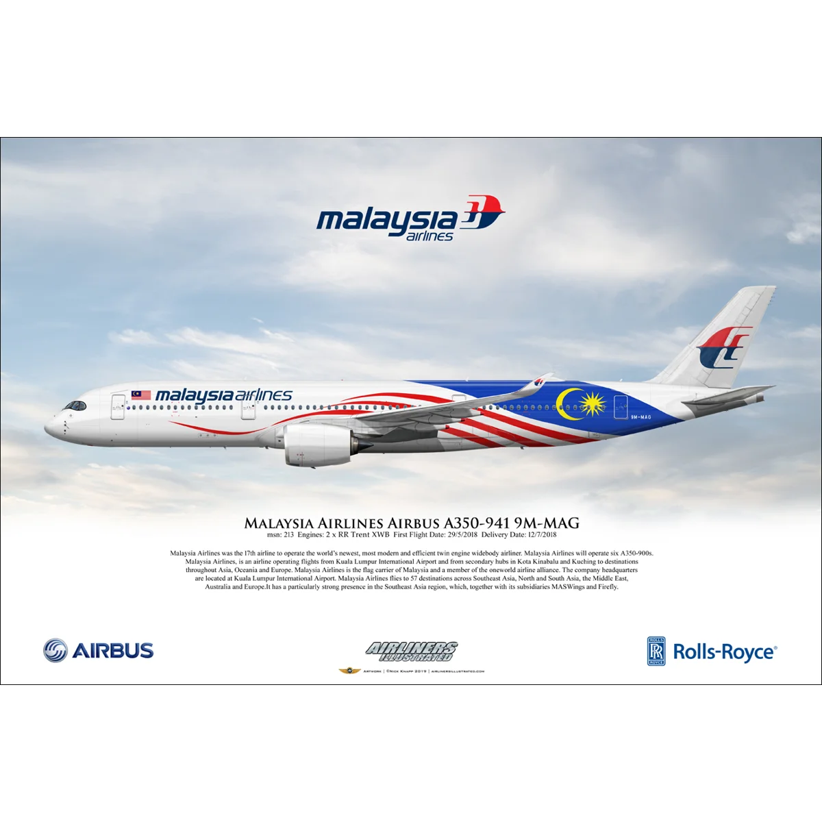 Airliners Illustrated® Malaysia Airlines Airbus A350-941 9M-MAG