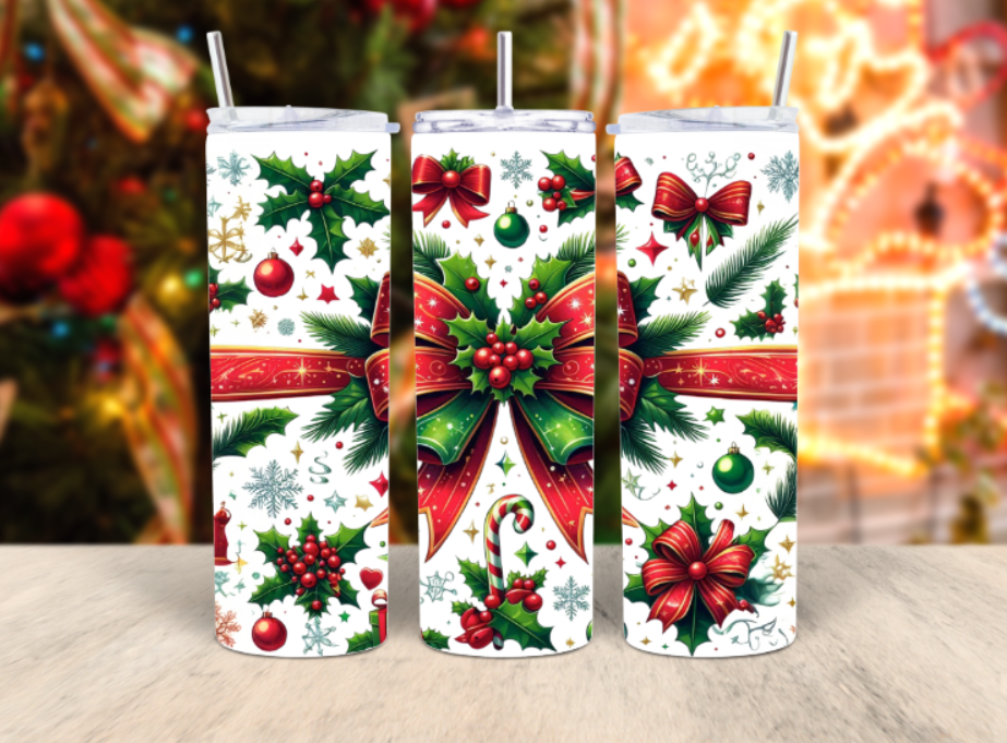 Christmas bow tumbler