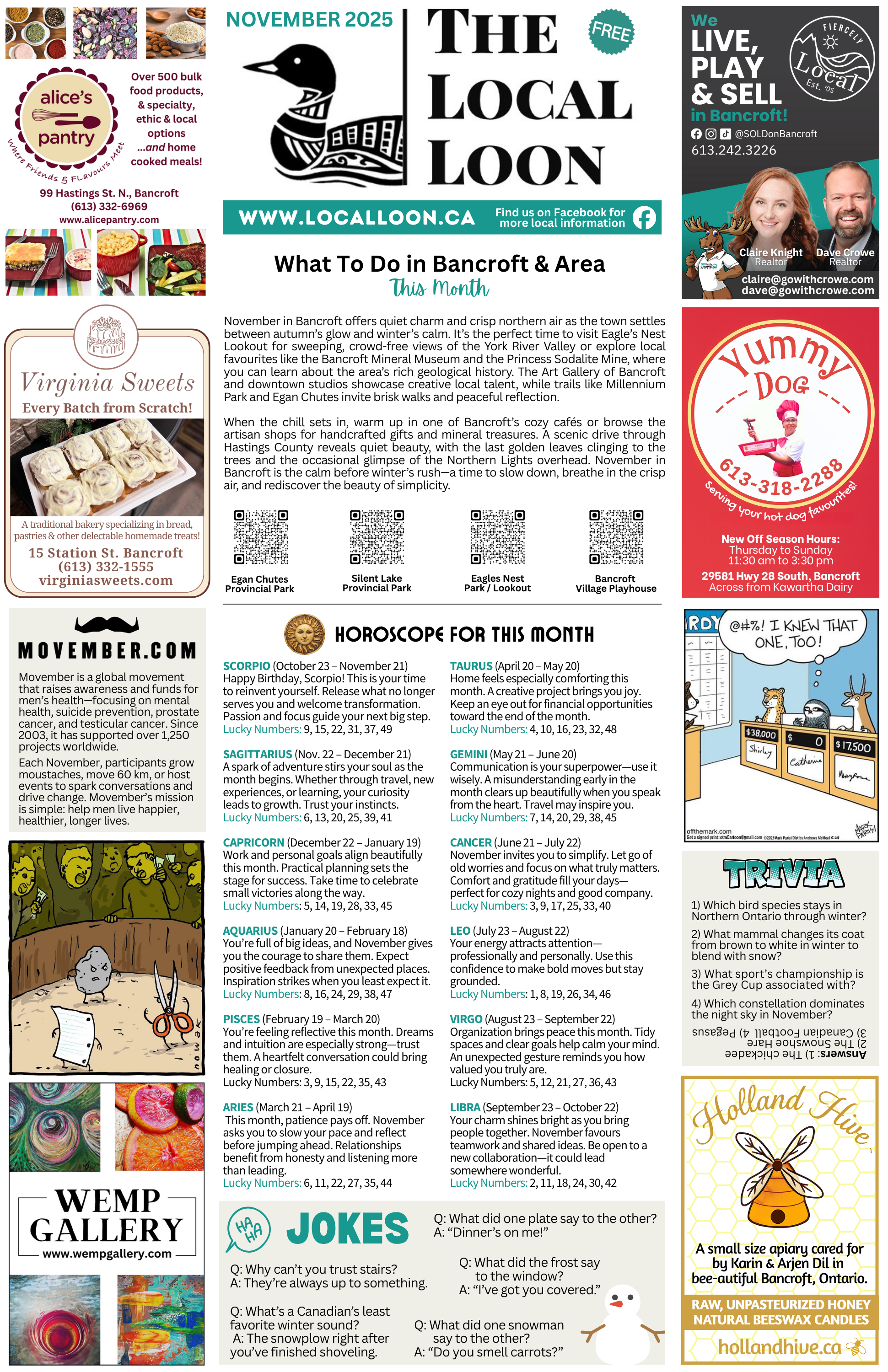 1 unit ad in printed issue of Local Loon