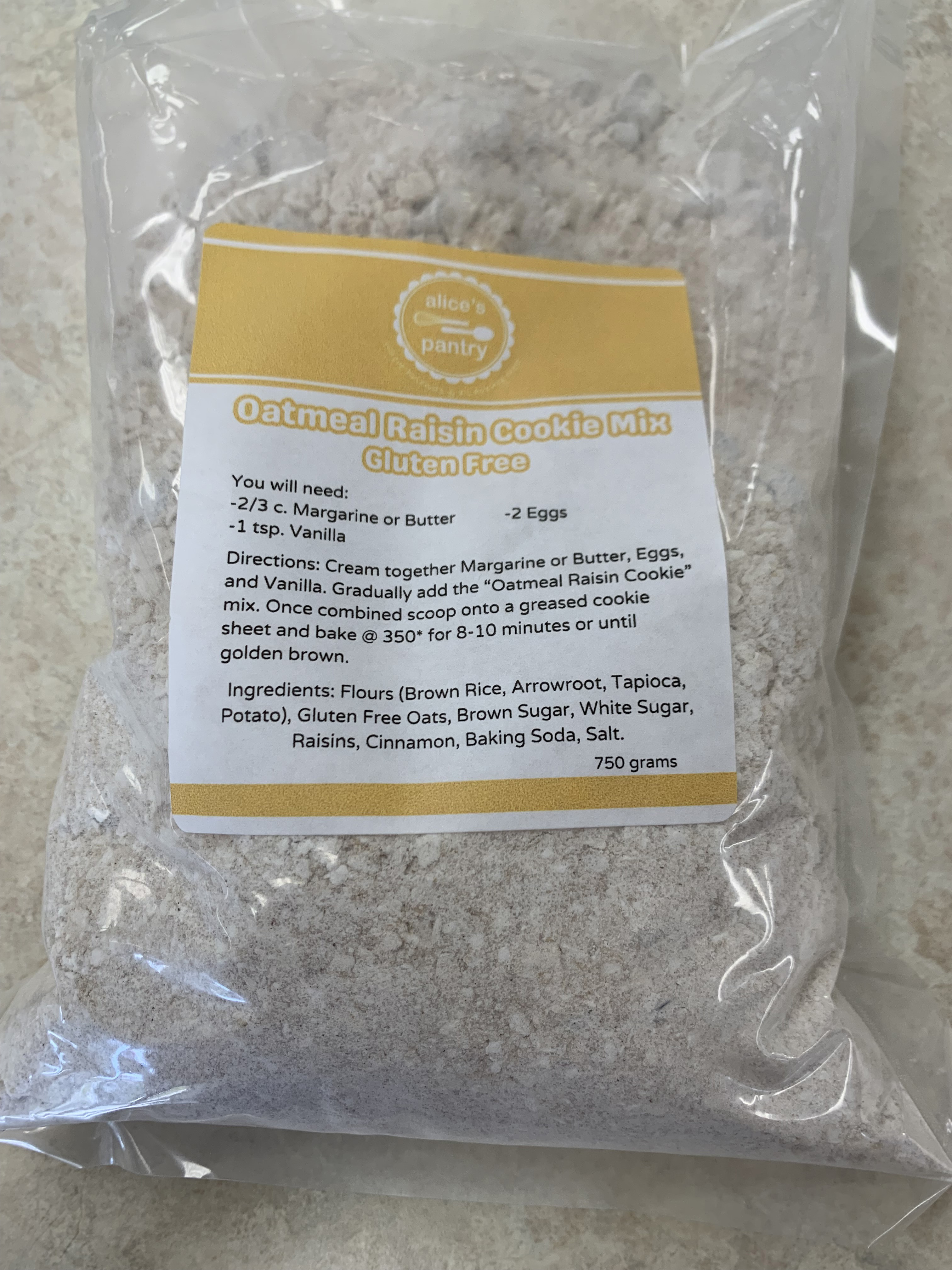 Gluten Free Oatmeal Raisin Cookie Mix