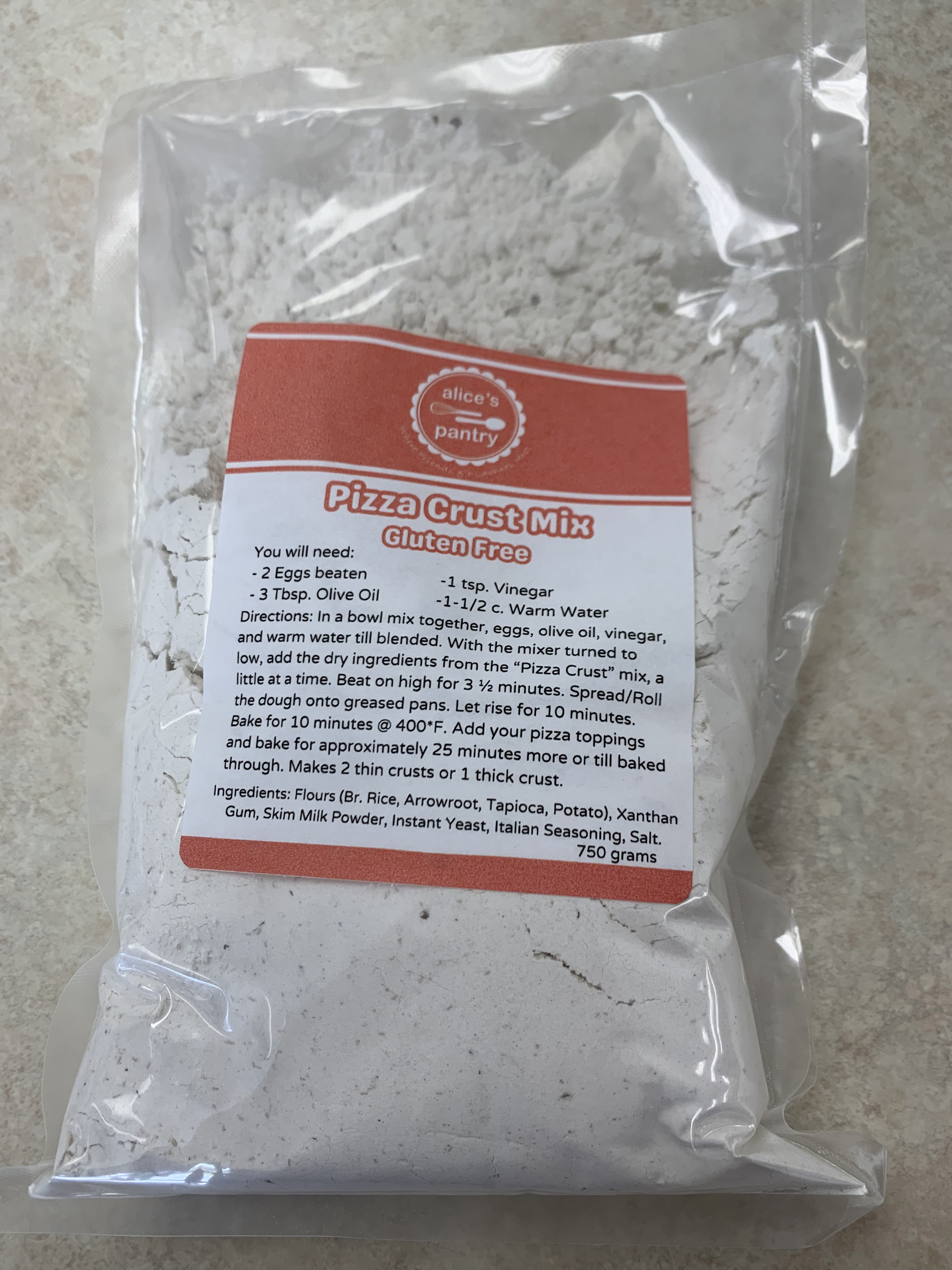 Gluten Free Pizza Crust Mix