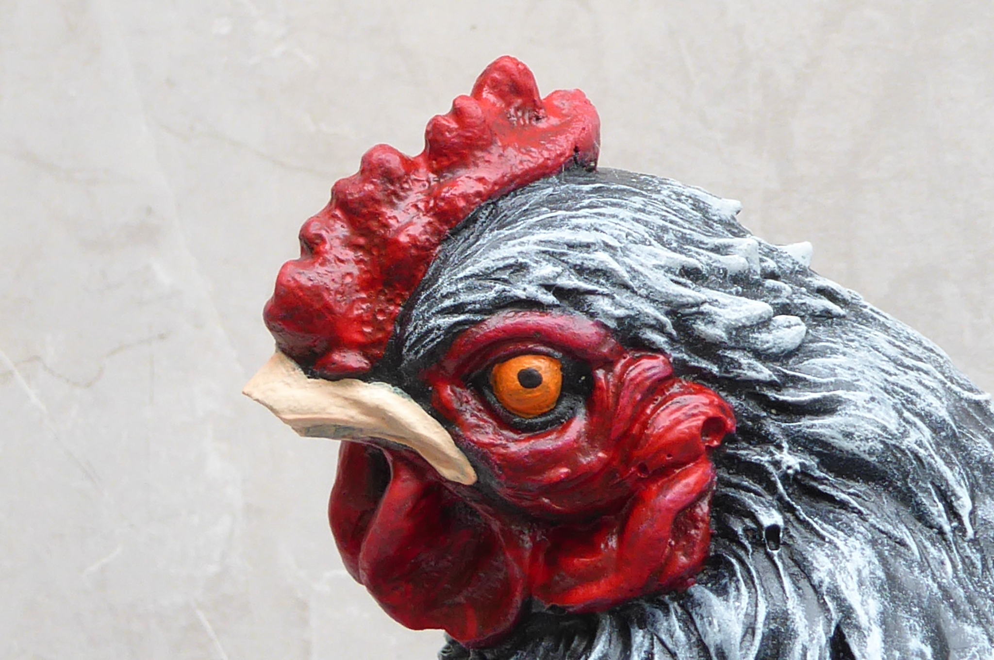 Handcrafted Aged Stone Affect With Some Colour Detail Cast Stone Hen Chicken Garden Ornament Statue
