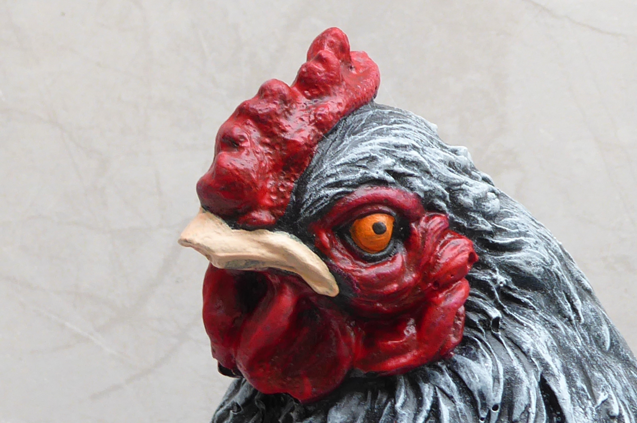Handcrafted Aged Stone Affect With Some Colour Detail Cast Stone Hen Chicken Garden Ornament Statue