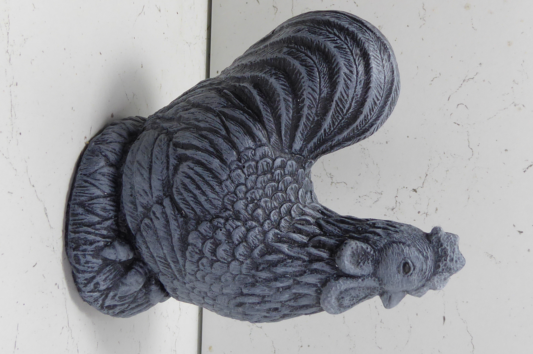 Handcrafted Weathered Effect Cast Stone Chicken Hen Cockerel Garden Ornament 17cm tall