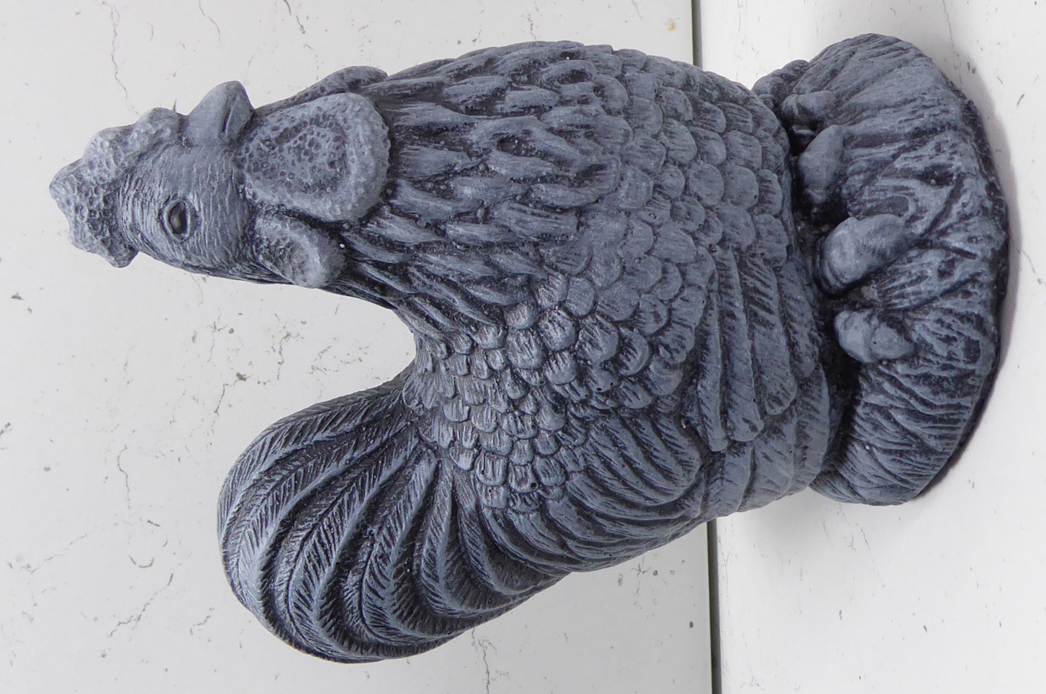 Handcrafted Weathered Effect Cast Stone Chicken Hen Cockerel Garden Ornament 17cm tall