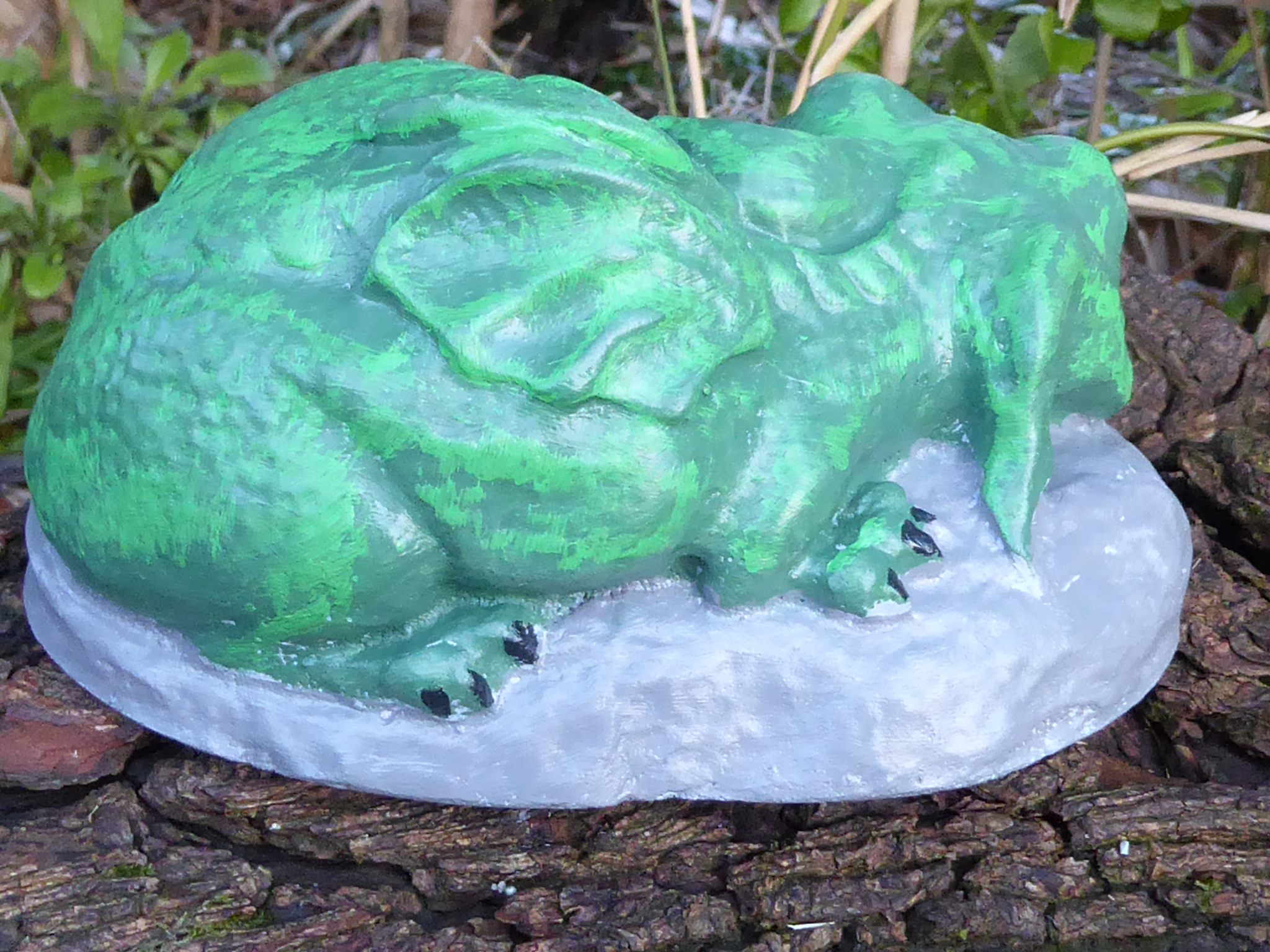 Resting Dragon Garden Ornament Handcrafted & Hand Painted 14cm long