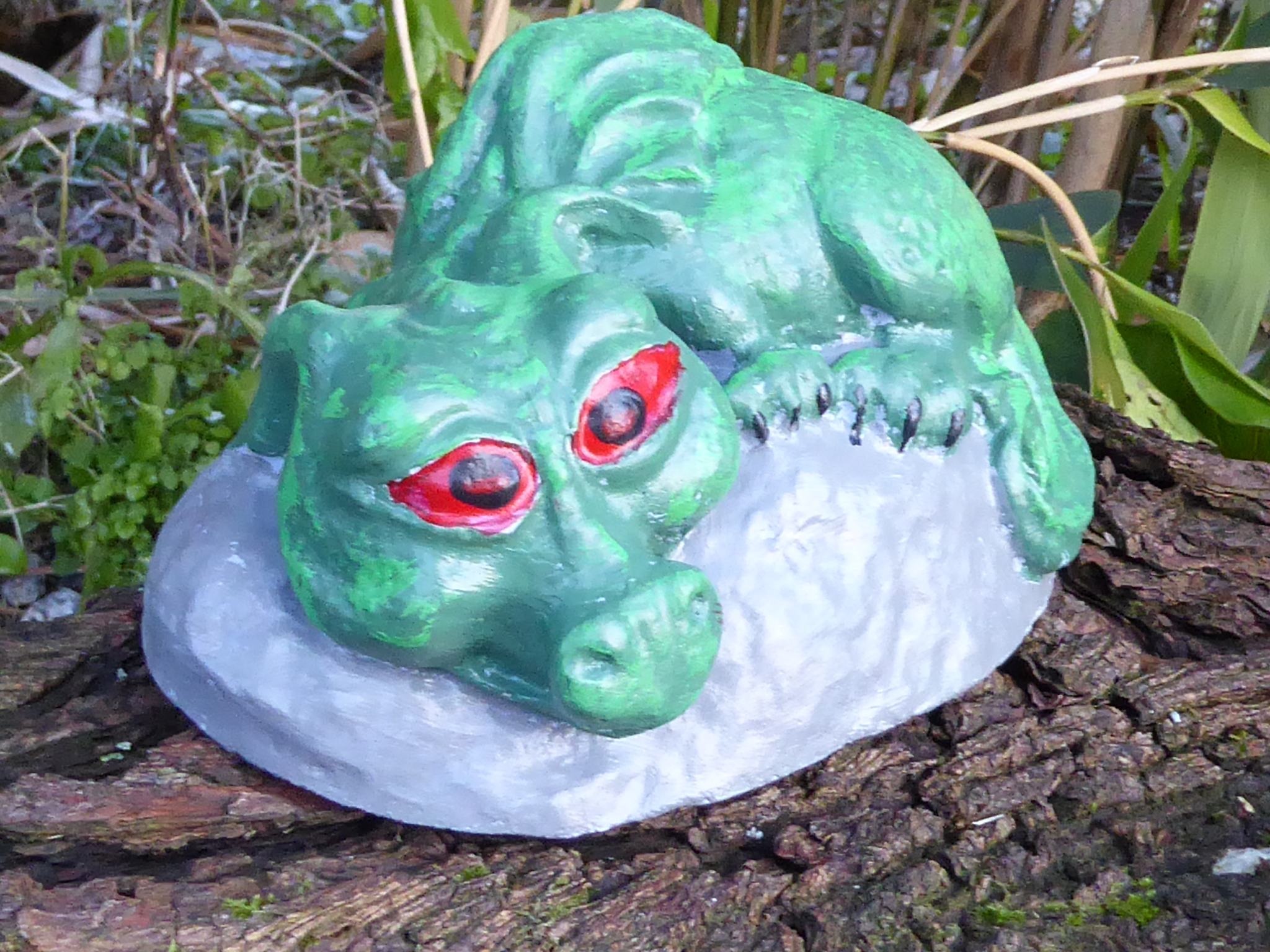 Resting Dragon Garden Ornament Handcrafted & Hand Painted 14cm long