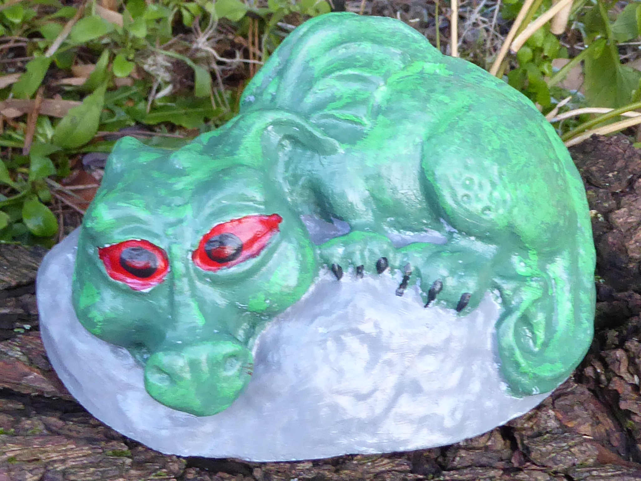 Resting Dragon Garden Ornament Handcrafted & Hand Painted 14cm long