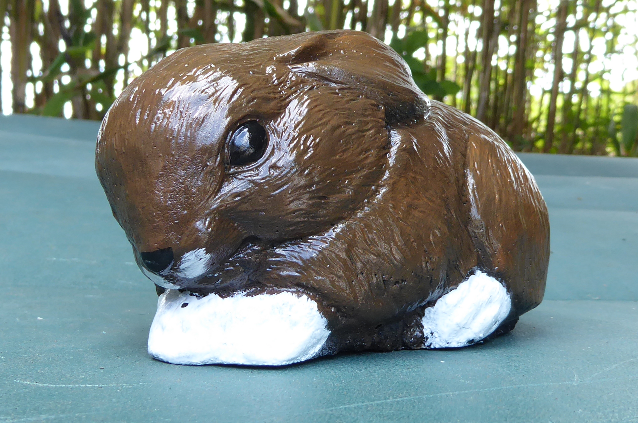 Cute Hand Crafted Cast Stone Baby Rabbit Garden Ornament 16cm long