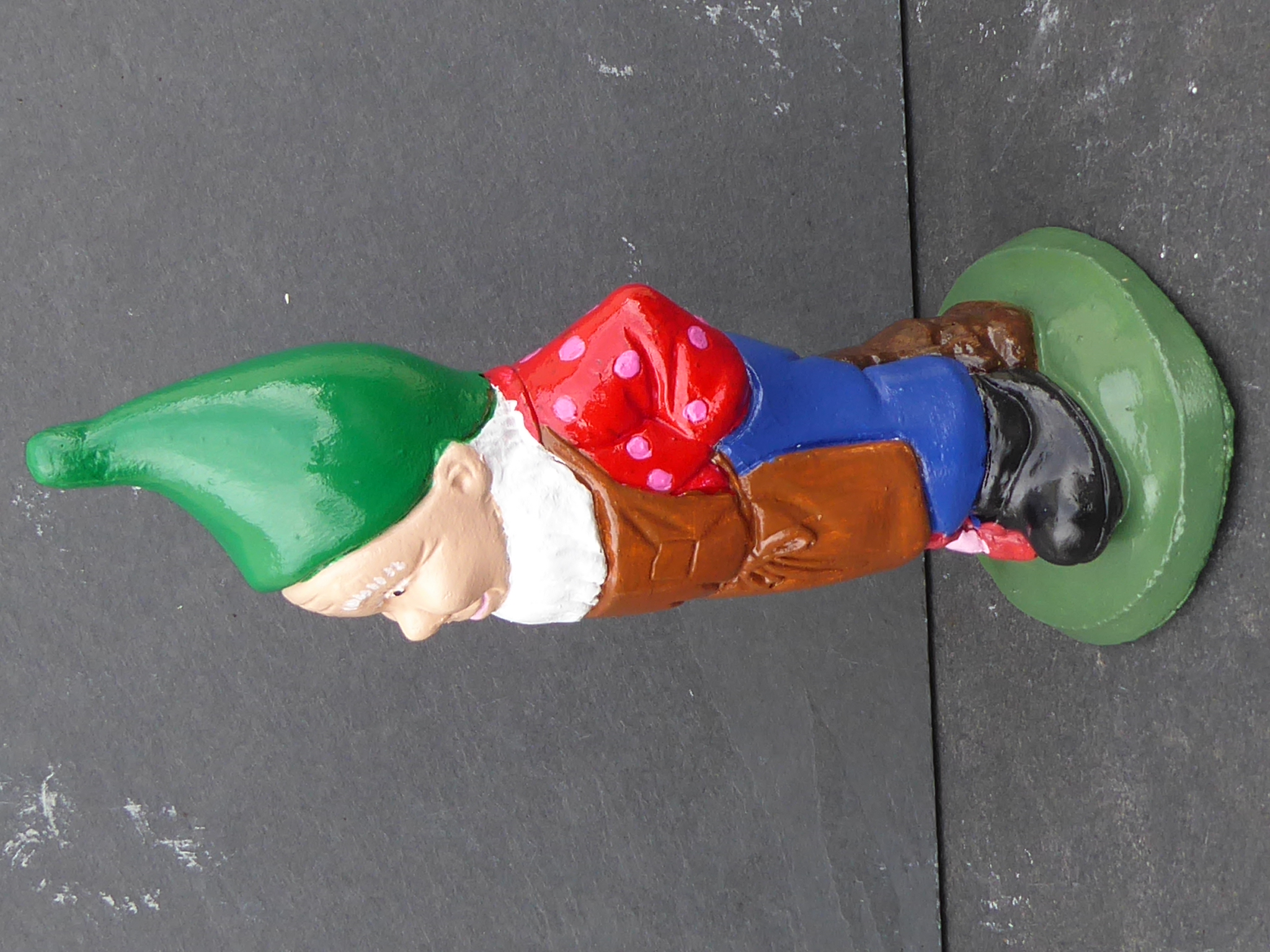 Handcrafted Garden Gnome with lantern 19cm tall Cast Stone (concrete) Dwarf