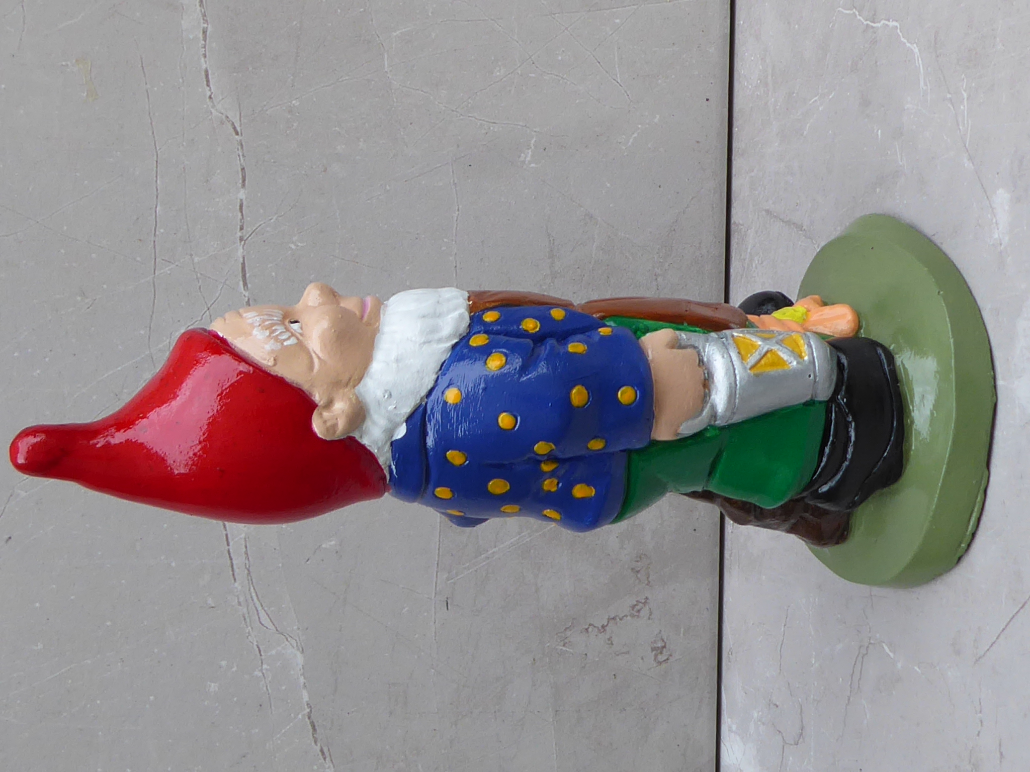 Handcrafted Garden Gnome with lantern 19cm tall Cast Stone (concrete) Dwarf