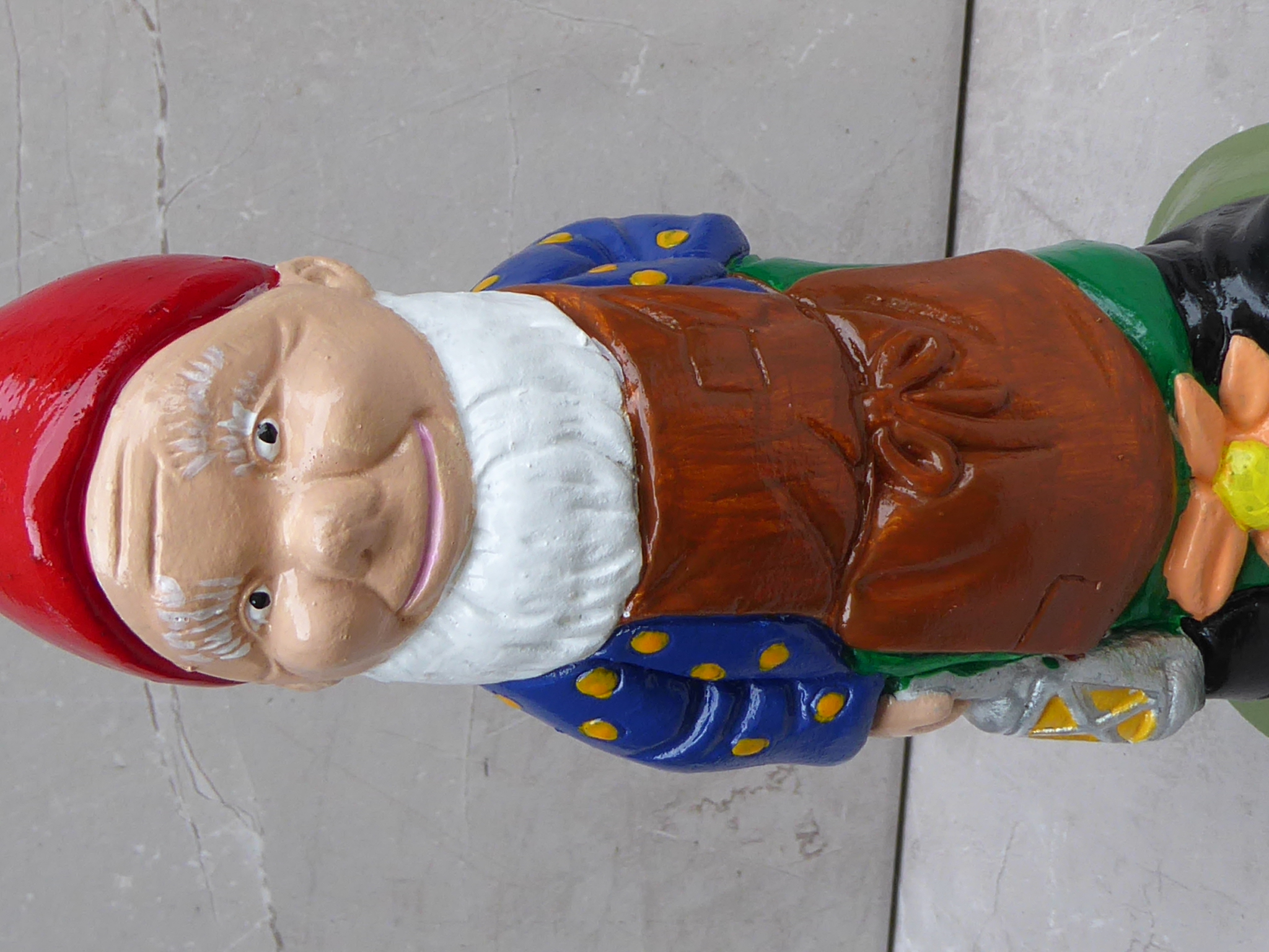 Handcrafted Garden Gnome with lantern 19cm tall Cast Stone (concrete) Dwarf
