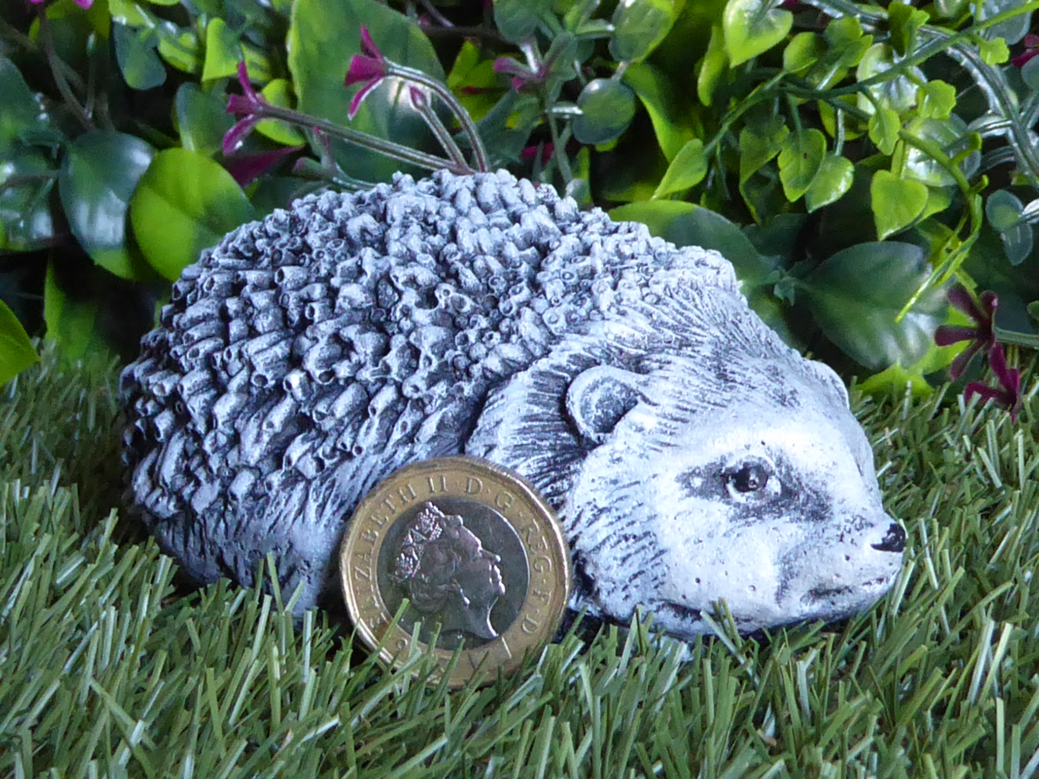 Adorable Baby Hedgehog Cast Stone Garden Ornament Hand Crafted Aged Effect 9½cm