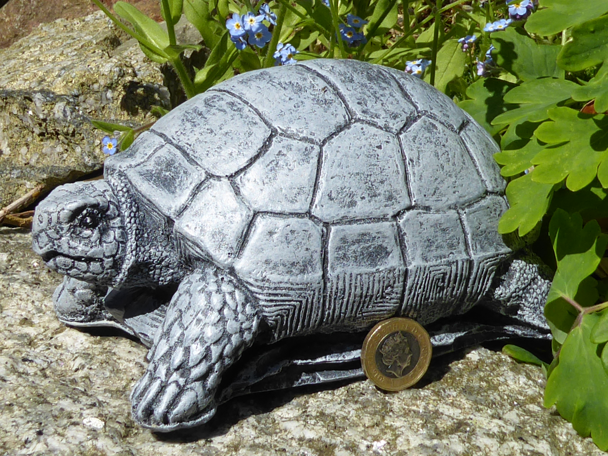 Tortoise Garden Ornament Highly Detailed Handcrafted Cast Stone 18cm long
