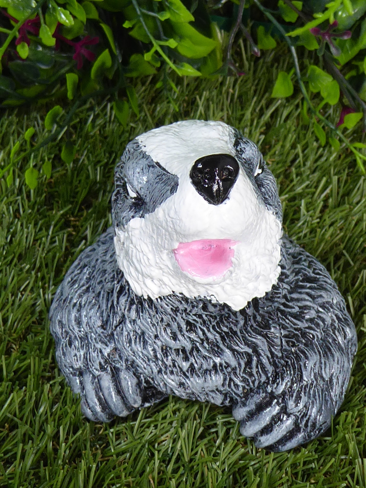 Handcrafted & Hand Painted Badger Head ~ Bust Cast Stone Garden Ornament – Garden Statue 10cm tall