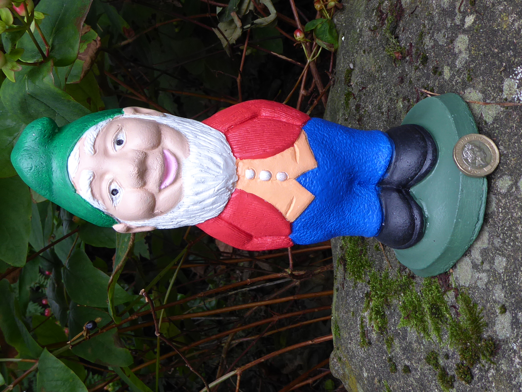 Classic Garden Gnome Vibrantly Hand Painted Handcrafted Made in Cast Stone 22cm tall