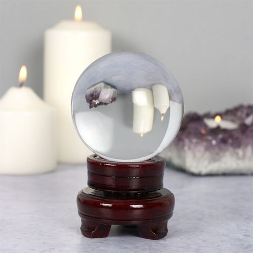 8cm Crystal Ball with Wooden Stand