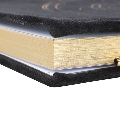 Astrology Wheel Velvet Journal with Black Obsidian Pen