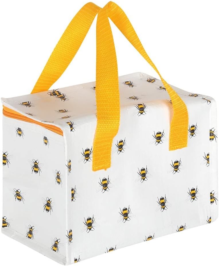 Bee Print Insulated Lunch Bag – Recycled Plastic, Zip Closure