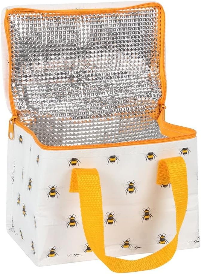 Bee Print Insulated Lunch Bag – Recycled Plastic, Zip Closure