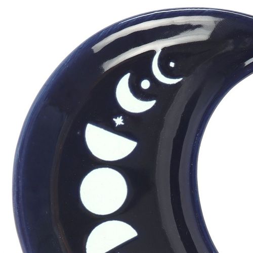 Blue Moon Phase Crescent Moon Ceramic Trinket Dish